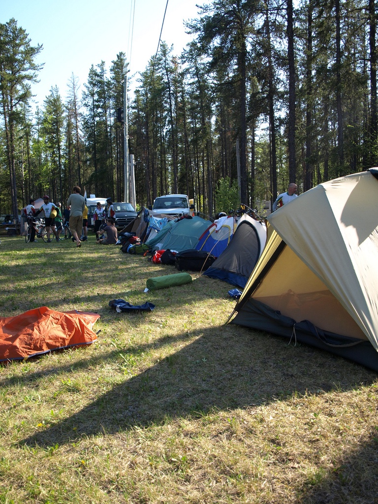 Group camping area is just a stone's throw away from bathrooms, showers, and laundry facilities.