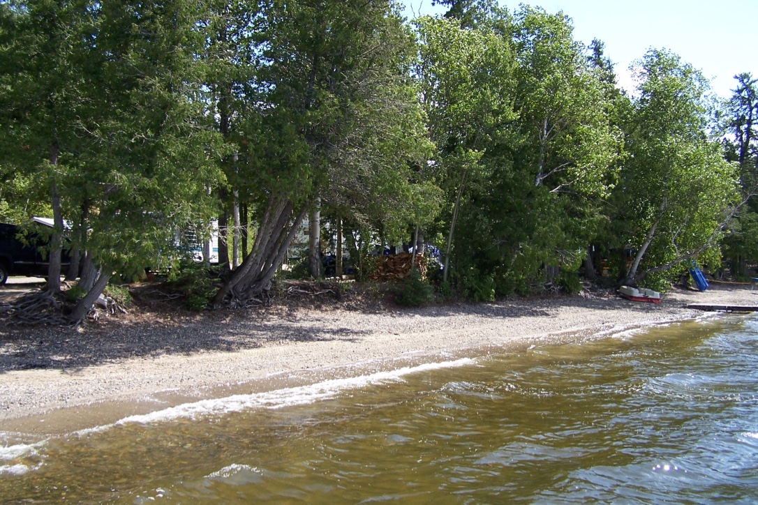 Lakeside campsites along the shore of Wildgoose Lake